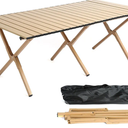 48Inch Folding Camping Table, Lightweight Roll-Up Table Aluminum Low Portable Picnic Table with Carrying Bag for Outdoor, Beach, Picnic, Backyards, BBQ and Party, Log Color