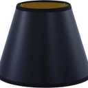 Aspen Creative 56052 Empire Uno Lamp Shade in Black with Gold Inside Washi Paper, 5" Top x 9" Bottom x 7" Slant Height, Slip UNO 33mm