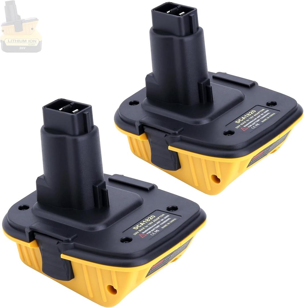 2-Pack DCA1820 Adapter Compatible with Dewalt 18V to 20V Adapter, Compatible with Dewalt 18V Cordless Drills, Circular Saw and Sanders, Fits New 20V Max Lithium Batteries DCB201 DCB203 DCB204 DCB206