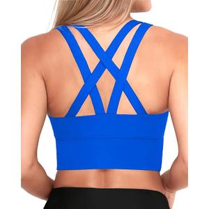 XUNYU Sports Bras for Women High Support Longline Workout Tank Tops Built in Bras Criss Cross Back Running Yoga Bra M