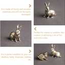 2pcs Brass Mini Antique Rabbit Statue Easter Bunny Figurine Miniature Collectible Figurines Souvenir Garden Micro Landscape Table Centerpiece Decorations
