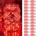 litogo 24 Pack Red Fairy Lights Battery Operated with Timer, 20 LED 3 Modes Twinkle Light, 7ft Waterproof Silver Wire Mini Small Bulk Mason Jar String Light, Decor for Wedding Party Christmas