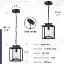 Outdoor Pendant Light for Porch, 1-Light Black Hanging Porch Light Modern Exterior Hanging Lantern with Cylinder Glass and Adjustable Chain for Gazebo, 2353/1H