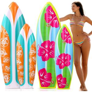 4 Pcs 59 Inch, 36 Inch Inflatable Surf Board Inflatable Luau Party Decorations Blow up Surfboard(Floral)