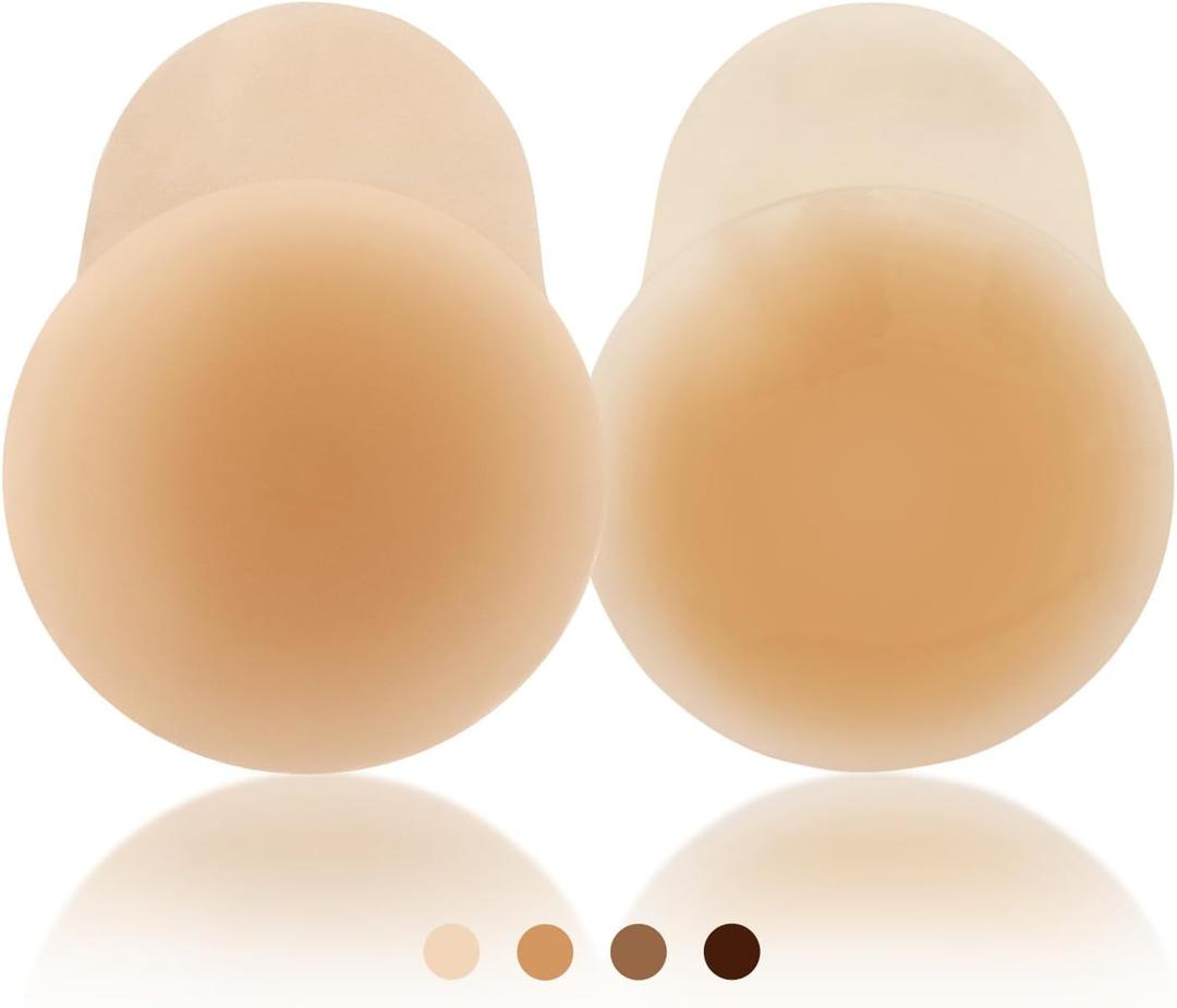 Niidor Nipple Covers Stickers Nipple Pasties Lift Adhesive Nipple Coverings for Women Silicone Invisible Breast Petals Thin Camel