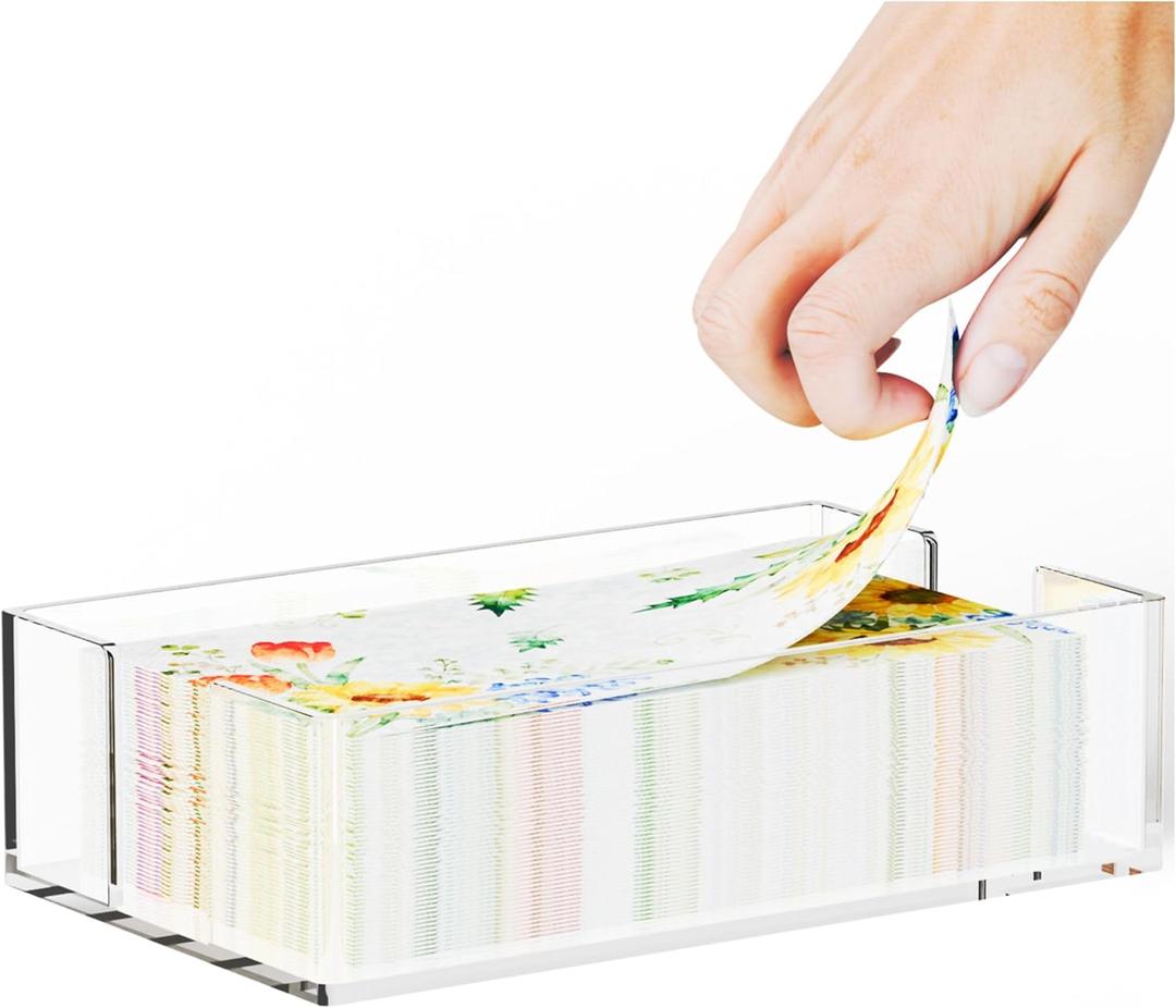 Acrylic Bathroom Napkin Holder,Clear Guest Towel Holder Tray For Bathroom,Waterproof Splashing Vertical Disposable Paper Hand Towel Holder,Modern Dining Table Napkin Tray for Home,Hotel,Office,Kitchen