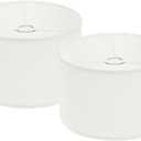 PATIKIL Drum Lamp Shades Set of 2, 12"x12"x8" Linen Lamp Shade Easy Assembly Lampshade for Table Lamps Floor Lamps Pendant Lights, Beige
