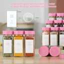TESUNMU Pink Spice Jars with Label，4oz Seasoning Containers, Glass Spice Bottles with Shaker Lids,Funnel, Chalk Pen (Pink, 24)