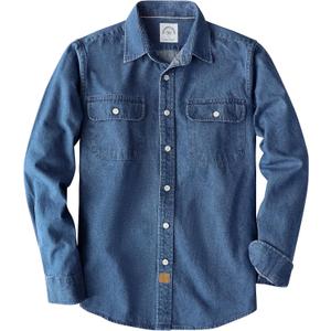 Dubinik 8.8 oz Denim Shirt Men Mens Cowboy Shirts Long Sleeve Button Down Cotton Pocket Utility Casual Work Regular Fit (Blue, XXL)