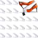 Shoe Slots Organizer, 24PCS Adjustable Double Layer Stack Shoe Rack, 50% Space-Saving Storage Rack Holder, White
