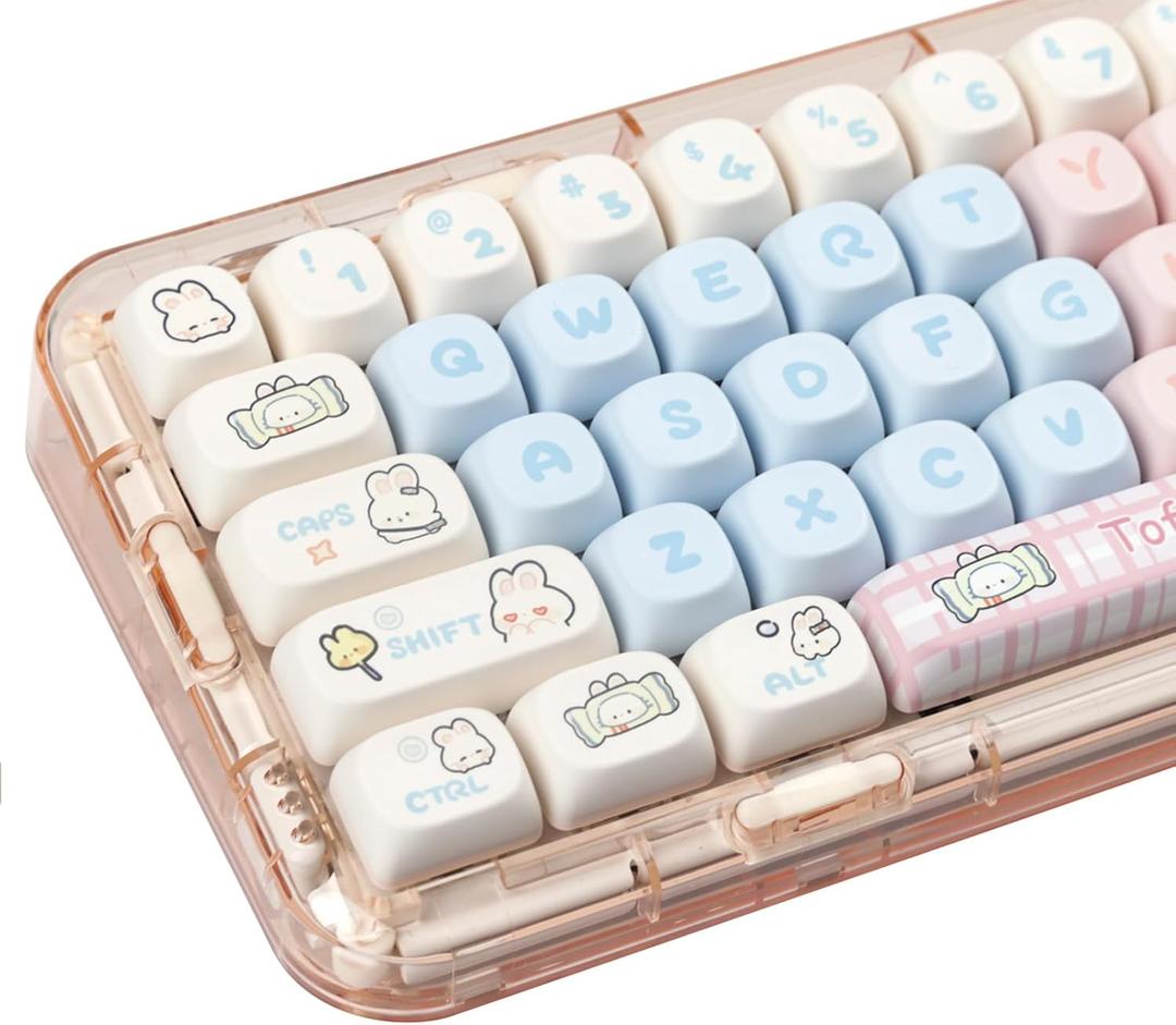 Pink PBT Keycaps MOA Profile Cute Keycap Set 139 Keys Milk Candy Rabbit DYE-SYB Keycap for Mx Cherry Mechanical Keyboard 61/64/84/87/104/108 Layout