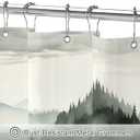 Litabel Dark Green Misty Pine Forest Shower Curtain, Mountain Foggy Woodland Scenery Tree Shower Curtains for Chic Rustic Bathroom, Abstract Modern Waterproof Nature-Themed Decor, 72x72 Inches