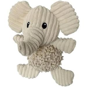 Pet Lou 10 Inch Elephant Plush Dog Toy Squeaker and Crinkle Paper, 100% Natural Nubby Plush & Durable Fabric, Soft Interactive Dog Toy for Indoor & Outdoor Play