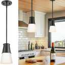 Beionxii Black Pendant Light with Cone Shade, Milk Glass Pendant Light, Pendant Light Fixtures for Kitchen, Sink, Bar, Dining Room, Bedroom, Foyer, BX-PLMB01 (Matte Black)