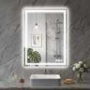 LED Bathroom Mirror, 24"x36" with Frontlit and Backlit Anti-Fog Mirror with Lights LED Vanity Mirror for Bathroom 3 Colors Temperature & Dimmable Bathroom Mirror with HD Tempered Glass