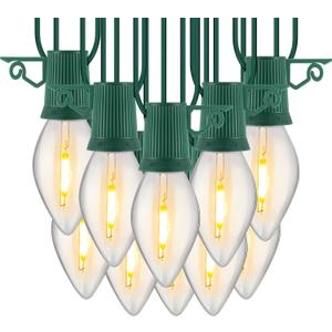 50 FT C9 LED Christmas Lights Outdoor With Clips, Large Bulb String Lights, Warm White Roofline Lights for House and Garden Xmas Decoration
