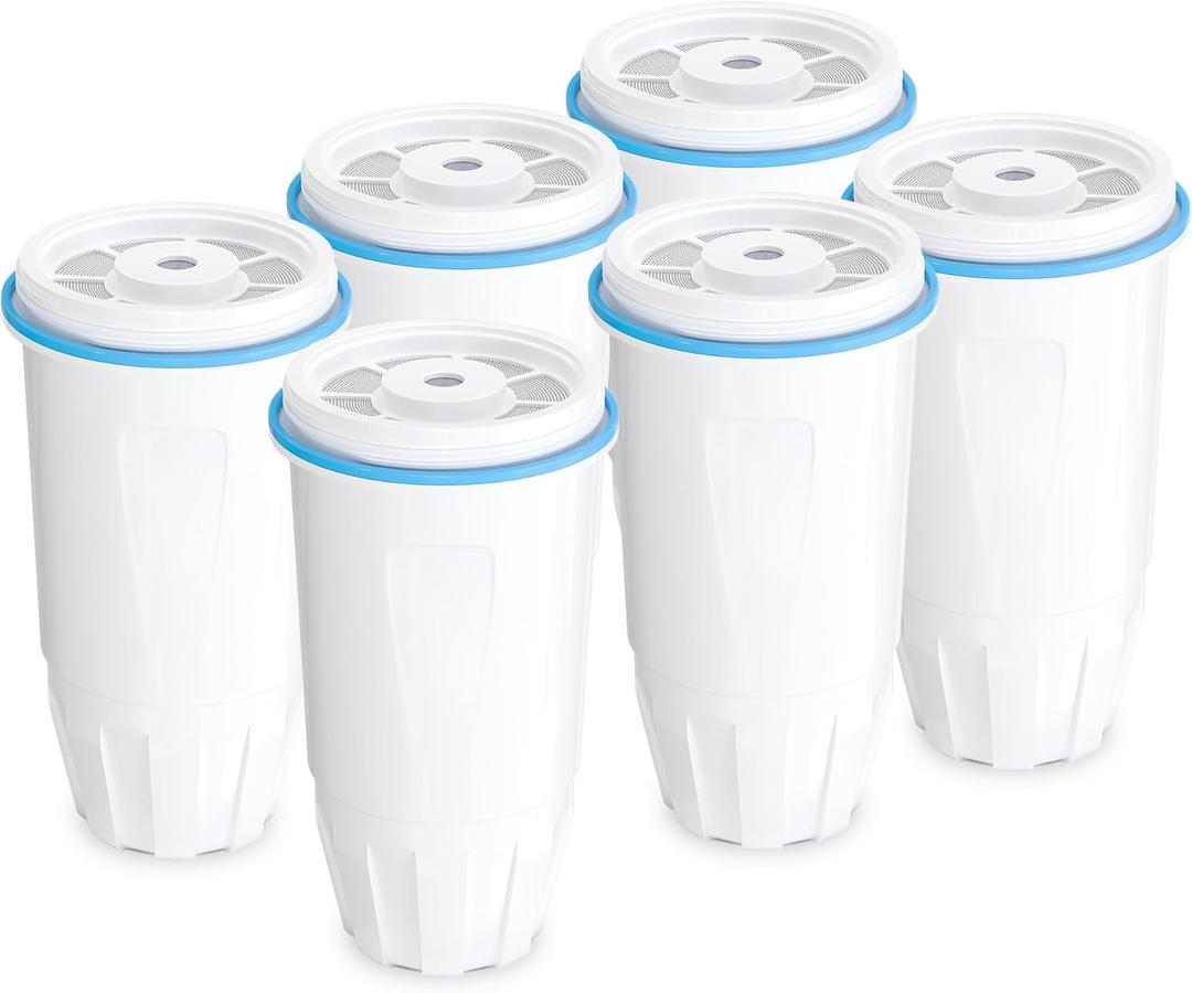 Water Filter Replacement Compatible with Zero Pitcher and Dispenser ZR-001 ZR-017 ZR-004 ZP-006 ZD-013 ZS-008, Multi-Stage Filter System, Reduce Lead, Chromium, and PFOA/PFOS, Pack of 6, By DESENRUIS