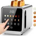 Toaster 2 Slice with Touchscreen, 1.5" Wide Slots & Memory Recall | 900W Stainless Steel Smart Digital Toasters | 6 Shade Settings for Bagels & Thick Bread | Defrost Reheat Single-Slice Mode