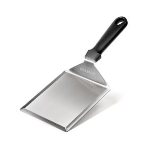 HULISEN Stainless Steel Large Grill Spatula - 6 x 5 Inch Heavy-Duty Metal Spatula with Cutting Edges, Kitchen Griddle Accessories, Smashed Burger Turner Scraper for BBQ Grill and Flat Top Griddle