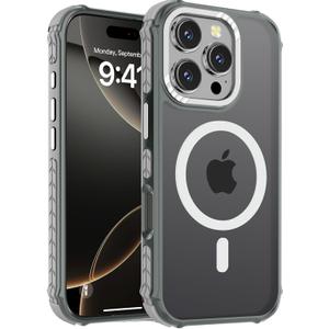 DEERLAMN Strong Magnetic Case for iPhone 16 Pro 6.3-Inch,[Compatible with Magsafe] Translucent Matte Slim Shockproof Protective Phone Cover for Women Men-Frosted Gray