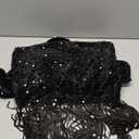 Women Sexy Sequin One Shoulder Long Sleeve Tassel Hem Bodycon Midi Dress Party Cocktail Dress (Medium, Black)