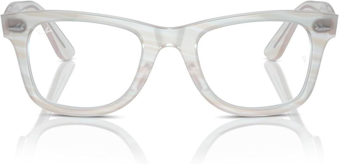 Ray-Ban Rx5121f Wayfarer Photochromic Low Bridge Fit Square Prescription Eyewear Frames (Photochromic Frame Striped Light Blue/Demo Lens)