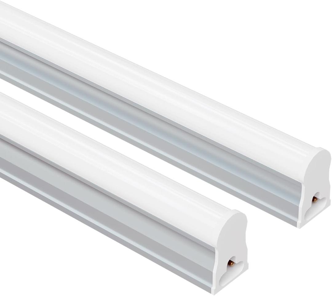 4FT LED Shop Lights (2 Pack), 2000LM 6500K Super Bright White T5 Commercial Lights, 20W Linkable Utility Integrated Single Fixture for Gym/Garage/Ceiling/Under Cabinet, Plug & Play