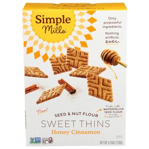 Simple Mills Honey Cinnamon Seed & Nut Flour Sweet Thins, Paleo Friendly & Delicious Sweet Thin Cookies, Good for Snacks, Nutrient Dense, 4.25oz, Pack of 1 (EXP 01/12/27)