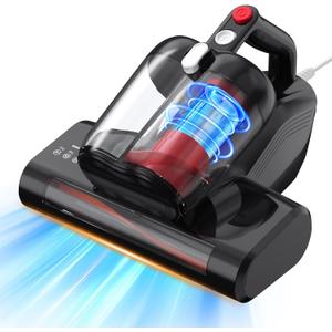 Mattress Vacuum Bed Vacuum Cleaner with 16Kpa Suction 253.7nm UV-C Light & 40000 RPM/Min Brushroll Rotation & HEPA Filter & Heating Tech, 600W, Corded (Ultra-UVC-K16) (Black)