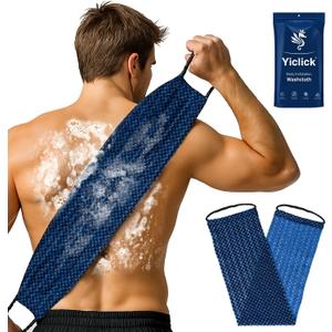 Yiclick Dual-Textured Exfoliating Washcloth Towel - Back Scrubber for Use in Shower Bath, Exfoliating Body Scrubber Exfoliator, Exfoliate Loofah Lufa Sponge Wash Cloth for Women Men