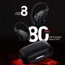 PocBuds Bluetooth Headphones Wireless Earbuds 80hrs Playtime Wireless Charging Case Digital Display Sports Ear Buds with Earhook Deep Bass IPX7 Waterproof Over-Ear Earphones for TV Phone Laptop Black
