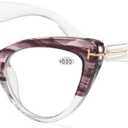 Viseng Womens Oversized Stylish Elegant Cat-Eye Reading Glasses with Blue Light Protection (+1.0) (Ink Color)