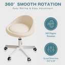 Rolling Stool Chair with Backrest, Round PU Leather Adjustable Height Hydraulic Swivel Rolling Stool for Spa Salon Tattoo Massage Doctor Dental Medical Office Beige, Set of 1