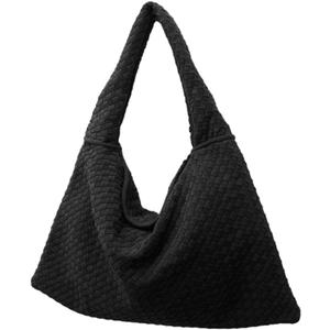 Suede Woven Hobo Bags for Women Slouchy Suede Tote Top-handle Bag Vintage Satchels Woven Purse, Black  