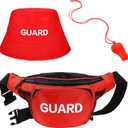 Tarpop Costume Set Including Red Bucket Hat, Fanny Pack, and Whistle with Lanyard for Cosplay Party