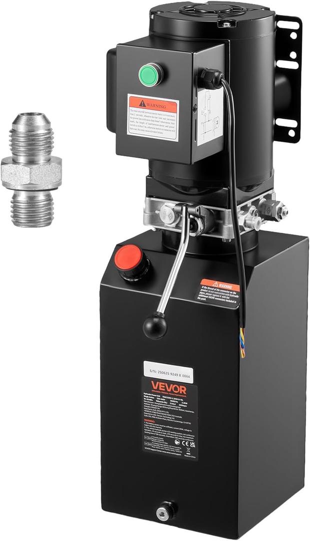 VEVOR Hydraulic Power Unit, 15 Quart Hydraulic Pump, AC 220V Single-Acting Dump Trailer Pump, 3200 PSI Max Relief Pressure, 1.7 GPM Flow Rate, Hydraulic Pump for Dump Trailer Car Lifting