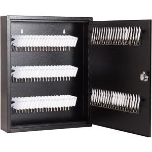 UMEKEN Key Box Wall Mount 100 Position Metal Valet Key Cabinet Lock Box with Key Tags, Key Holder Lockbox Key Organizer Safe Storage Locker Box, Black, 14" x 3.15" x 17.13"