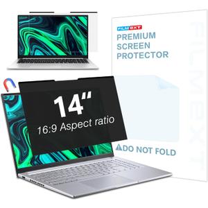 FILMEXT Magnetic Laptop privacy screen 14 inch for 16:9 Widedisplay, Removable Laptop Privacy Screen Shield Anti Glare Blue Light Filter for HP/Dell/Acer/Lenovo/Asus