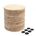 12 PCS Unfinished Round Wood Coasters, SIJDIEE 4 Inch Blank Wooden Coaster Crafts with Non-Slip Silicon Dots for DIY Stained Painting Wood Engraving Home Decoration