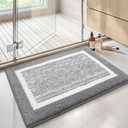 Color G Non-Slip Bath Mat, Soft Microfibre Bathroom Mat, Absorbent Machine Washable Shower Mat, 20 x 60 cm, Grey