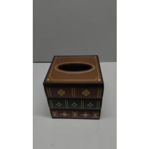 Crafted Classical Retro Wooden Antique Book Tissue Box Cover Square Tissue Holder Dispenser Paper Cover Case Napkin Holder Home Decor for Bathroom Living Room Office car Kitchen (Brown)