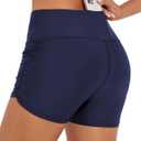 Women's 3" Swim Shorts High Waist Bathing Suit Bottoms Ruched Side Board Shorts, Medium
