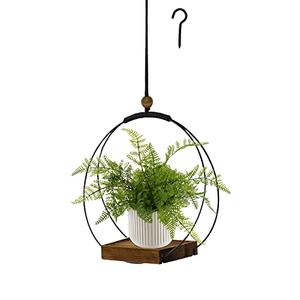 Hanging Planter for Indoor Plants, Black Plant Hanger Indoor with Sturdy Wood Base, Modern Boho Macrame Plant Hanger for 3-5.5 Inch Pot, Hanging Wall Ceiling Window Home Decor (Pots Not Included)