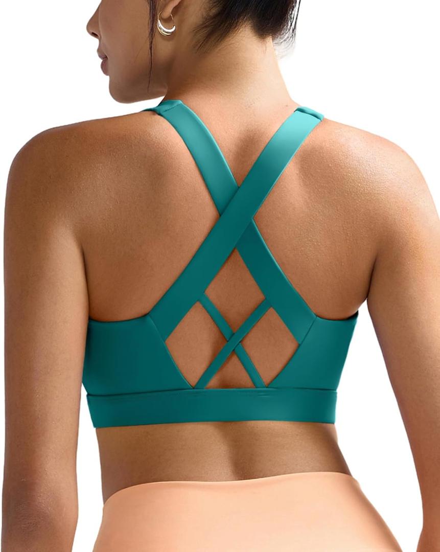 RUNNING GIRL Sports Bra for Women High Support,Molded Cup High Impact Sports Bras with Sewn in Pads (Large)