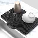 JOOKKI Silicone Drying Mat for Kitchen Counter,18"×12" Silicone Dish Drying Mat with Board Drain,Rubber Kitchen Counter Dry Matt for Dishes Drying Rack(black)