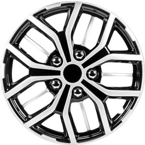 Pilot Automotive WH142-16S-B 16 Inch Super Sport Black & Silver Universal Hubcap Wheel Covers For Cars - Set Of 4 - Fits Most Cars