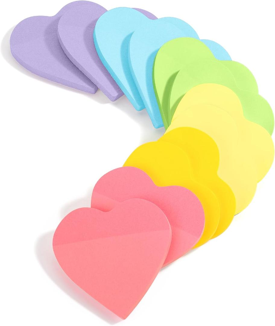 Mr. Pen- Heart Sticky Notes, 12 Pads, 60 Sheets/Pad, Pastel Color, Heart Shaped Note Pad, Mother's Day