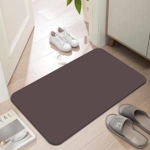 Ultra Thin Door Mat Indoor Enrance, 1/10 Inch Thin Door Mats for Inside Entry, Non-Slip Rubber Backing Entryway Rug, Absorbent Washable Floor mats for Bathroom, 30"X17", Coffee (30'' X 17'', Coffee)