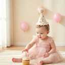 Bow Half Birthday Hat for Girls Boho 1/2 Birthday Crown, Baby Girl Pink Party Hat, Half Way to One Bday Decorations, Cake Smash Outfit