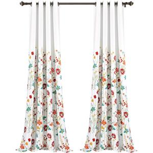 Lush Decor Clarissa Floral Light Filtering WindowCurtain Panel Pair, 52" X 95" and 104" x 95", Turquoise & Tangerine